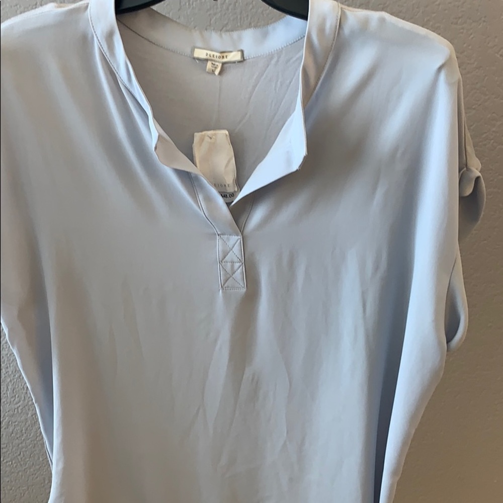 Pleione Silver Cap Sleeve Shirt Top - Picture 3 of 5